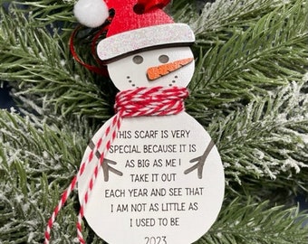 SNOWMAN GROWTH / HEIGHT Ornament - Personalized Custom Measure Child