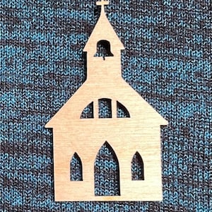 Church Cutout Laser Cut Unfinished Wood Shape DIY - 1 to 6 inches available FREE SHIPPING (orders over 35.00)