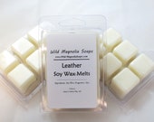 Leather Scented Soy Wax Melts - - 6 Cavity Clamshell Aromatherapy Wax Warmer Tea Light Melt Tart Melt