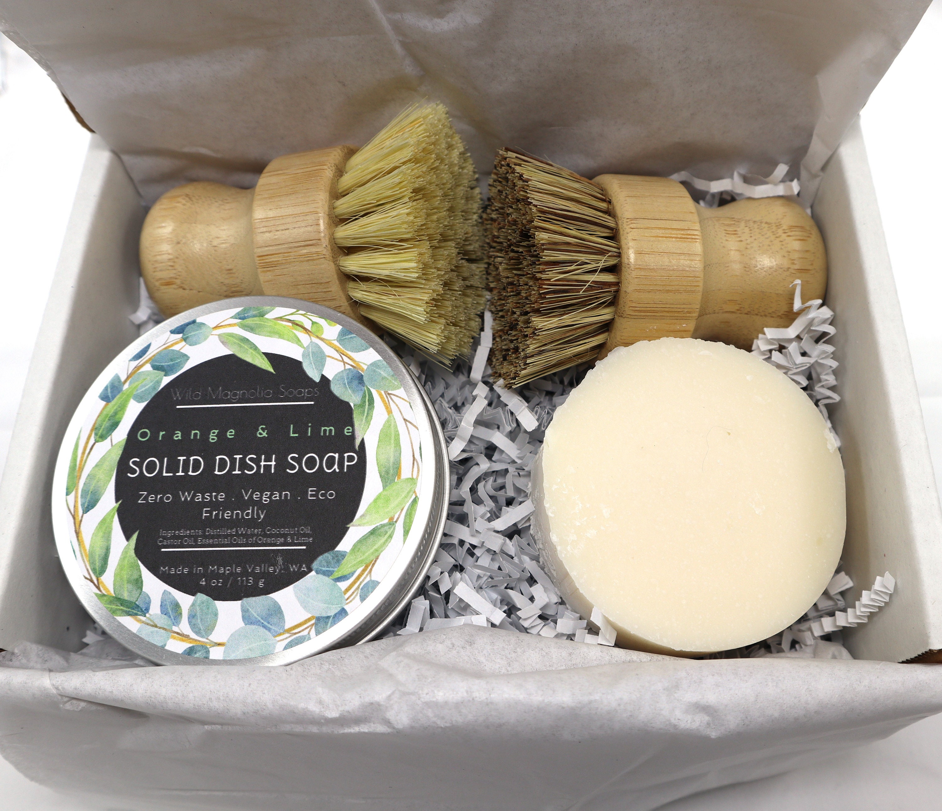 French milled soap bar, eco scrub brush and Wood tray gift set – Hallstrom  Home