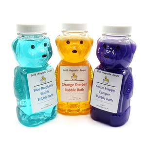 You Pick Bubble Bath - You Choose Scent and Color - Bath Time Fun - Tub Bubbles - Honey Bear Bottle - Made in the USA