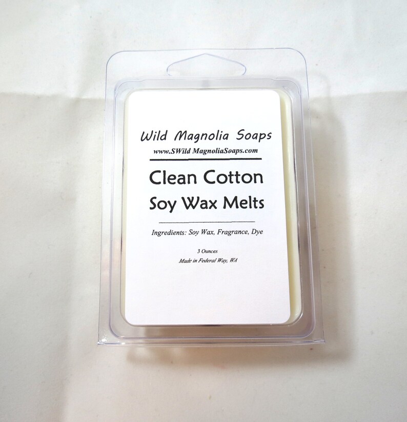 Clean Cotton Scented Soy Wax Melts 6 Cavity Clamshell Aromatherapy Wax Warmer Tea Light Melt Tart Melt Vegan