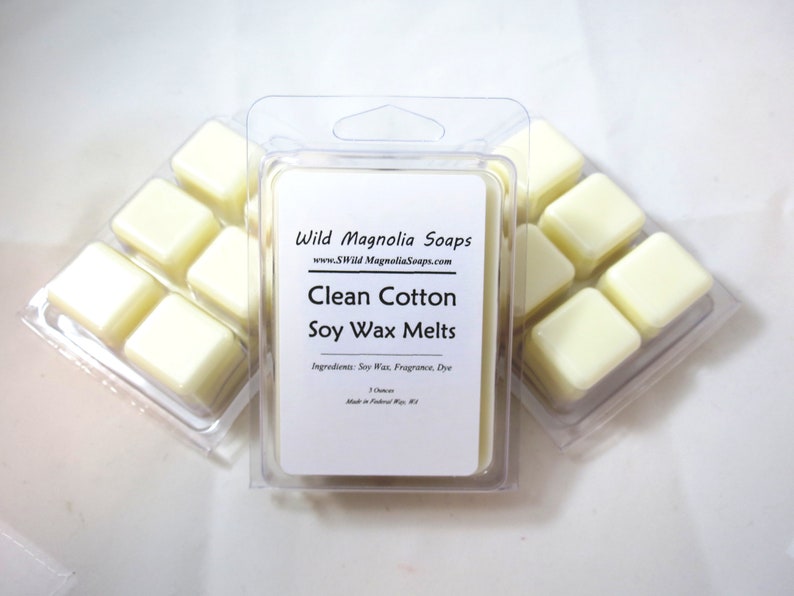 Clean Cotton Scented Soy Wax Melts 6 Cavity Clamshell Aromatherapy Wax Warmer Tea Light Melt Tart Melt Vegan