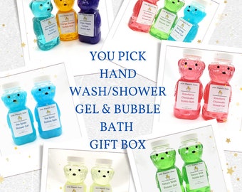 You Pick Bubble Bath and Hand Wash/Shower Gel Gift Box - You Choose Scent and Color - Made in the USA - Gift Set