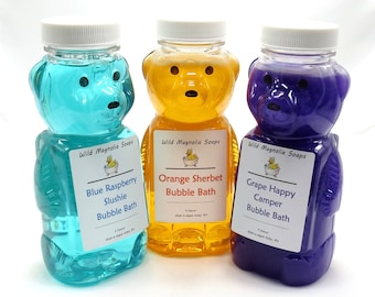 You Pick Bubble Bath - You Choose Scent and Color - Bath Time Fun - Tub Bubbles - Honey Bear Bottle - Made in the USA