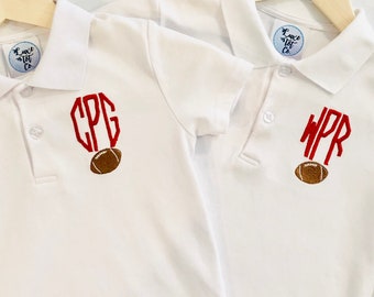 Long or Short Sleeve Football Monogram Polo / Octagon Monogram / Personalized Tee / Boys Polo
