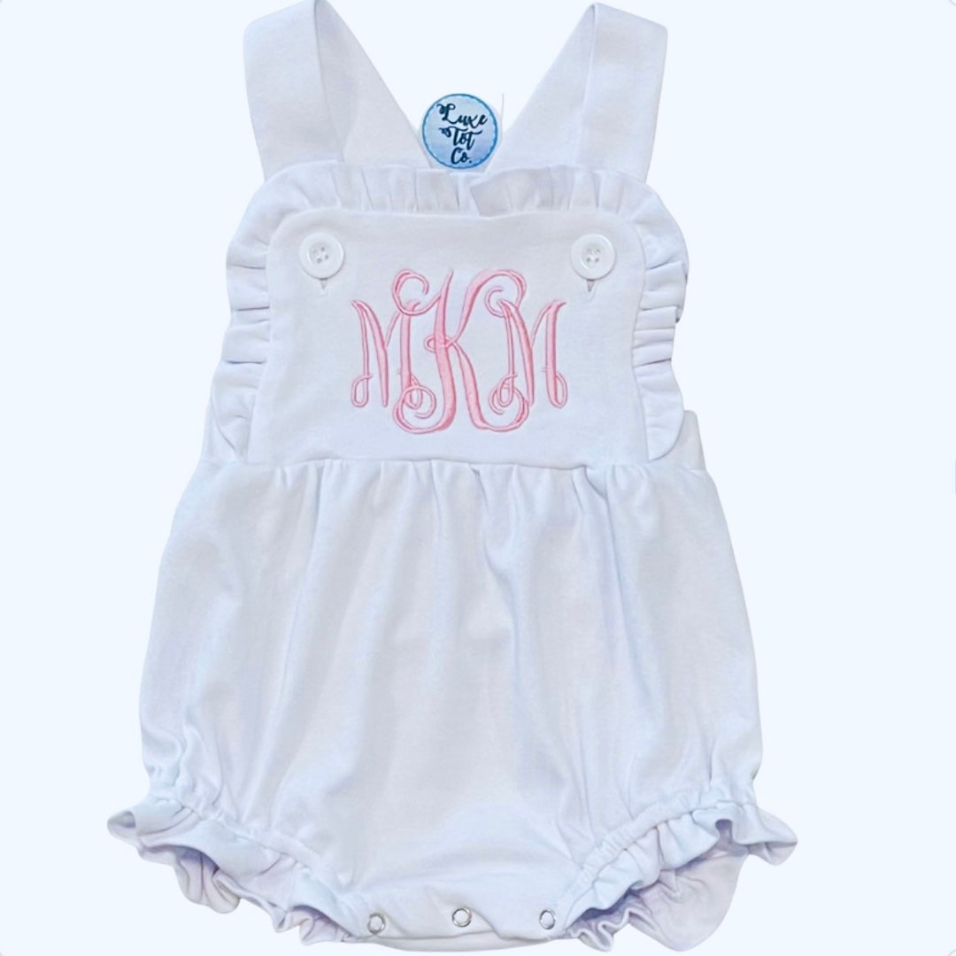 Monogrammed Sunsuit // Baby Girl // Monogrammed Bubble Girls Etsy