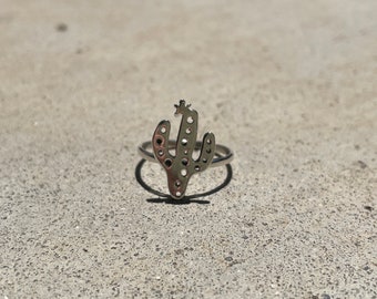 Sterling Silver Cactus Flower Ring • Cacti •  Desert • Plant Jewelry • Boho • Nature • Botanical • Summer • Southwest • Saguaro • Succulent