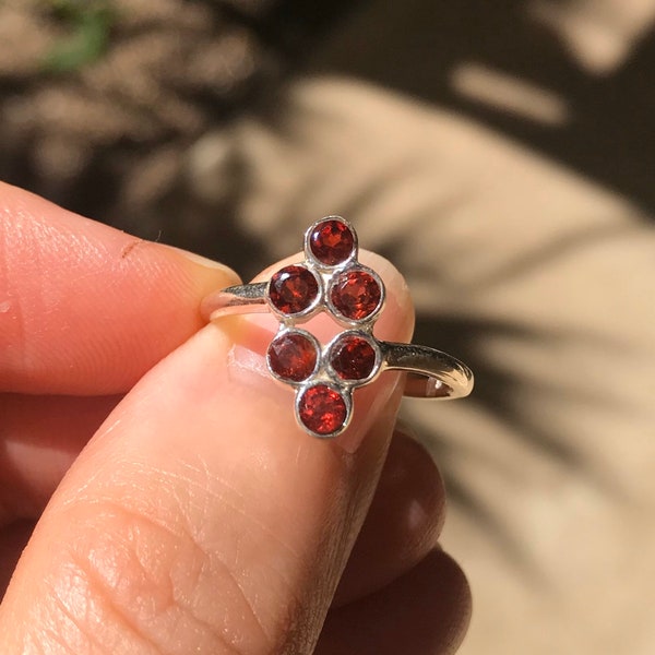 Silver Garnet Ring • January Birthstone • Grape Ring • Garnet Cluster •  For Women • Gemstone Ring • Red Stone • Mothers Day Gift •