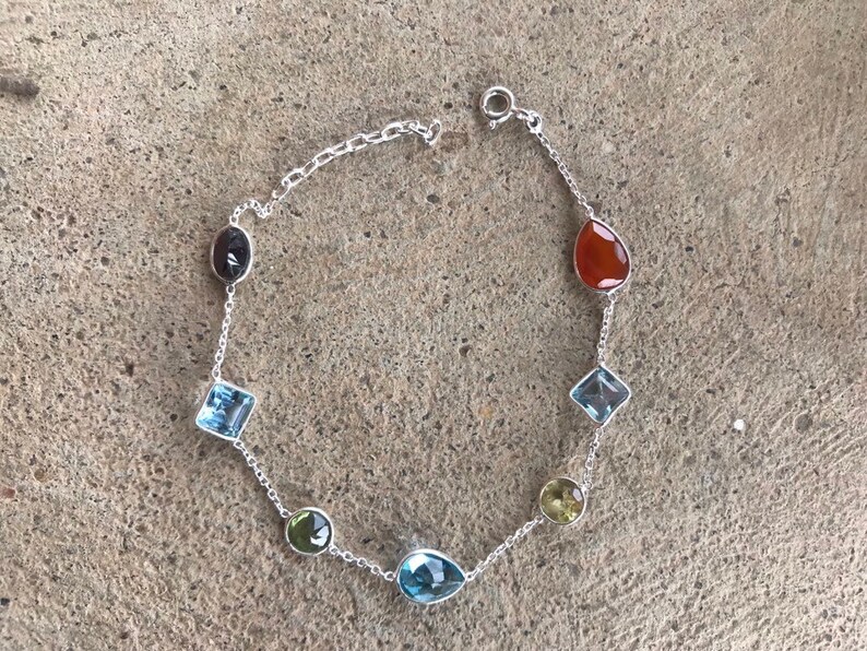 Fine Jewelry Elegant Bracelet Topaz Bracelet Minimalist Faceted Bracelet Sale Garnet Bracelet Gemstone Bracelet Multistone Bracelet