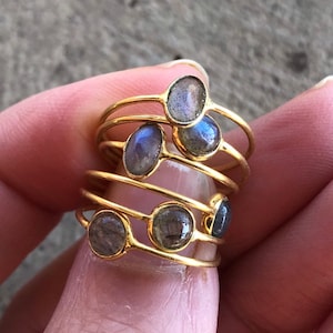 2 for 20 Deal •  Gold Plated Minimalist Stacking Ring • Birthstone Ring • Gemstone Ring • Dainty Ring • Aqua Chalcedony Ring •