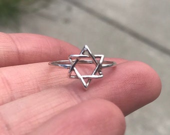 Solid 925 Sterling Silver Star of David Ring • Minimalist Magen David Jewelry