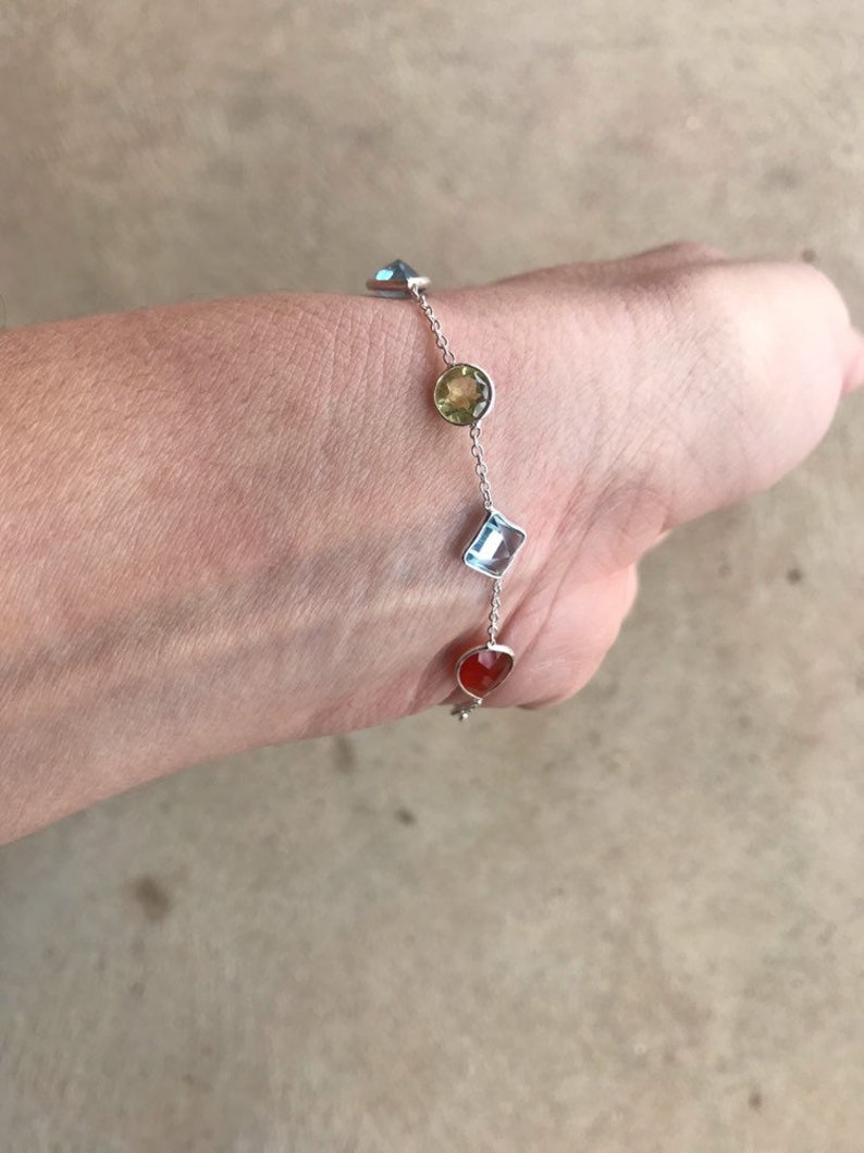Fine Jewelry Elegant Bracelet Topaz Bracelet Minimalist Faceted Bracelet Sale Garnet Bracelet Gemstone Bracelet Multistone Bracelet