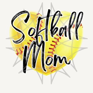 Softball Mom Digital Sublimation Design - Heart Shaped Softball - Instant Download