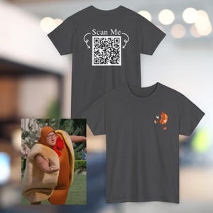 Questionnez-moi sur ma chemise Weiner, QR Code Funny Hot Dog QR Code Scan Me T-shirt, Cadeau accepté pour les fans de cinéma, Citation de Jonah Hill, T-shirt costume de hot-dog
