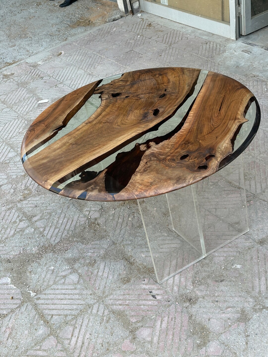 Unique Walnut Epoxy Coffee Table, Side Table,ready TO Shipping,round