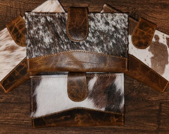 Handmade Genuine Cowhide and Leather Wallet. Personalized Branding Available.