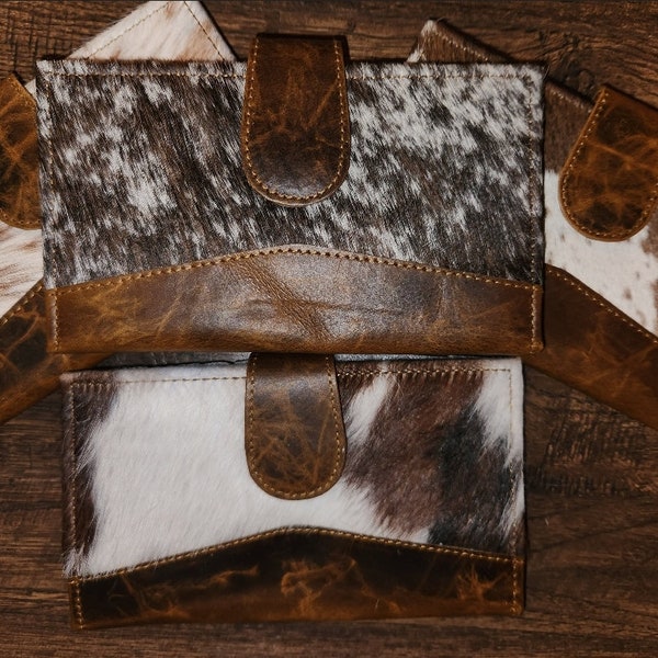 Handmade Genuine Cowhide and Leather Wallet. Personalized Branding Available.