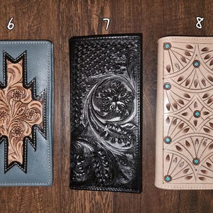 Large Handcrafted Genuine Leather Tooled Rodeo Wallet - Western Bifold ...