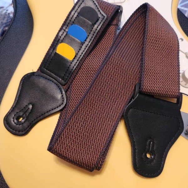 Guitar Strap with Pick Holder, Adjustable