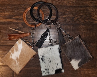 Cowhide & Leather Keychain, Wallet, Coin Purse, Card Holder