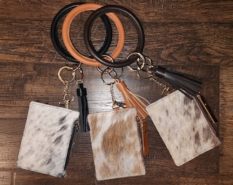 Cowhide & Leather Keychain, Wallet, Coin Purse, Card Holder