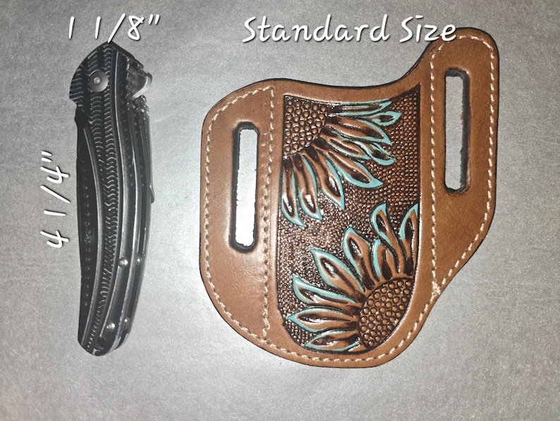 Funda de cuchillo de cinturón de cuero repujado artesanal: funda duradera de estilo occidental para entusiastas de las actividades al aire libre. imagen 6