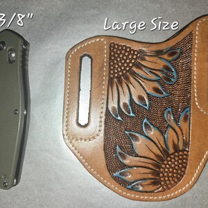 Funda de cuchillo de cinturón de cuero repujado artesanal: funda duradera de estilo occidental para entusiastas de las actividades al aire libre. imagen 8
