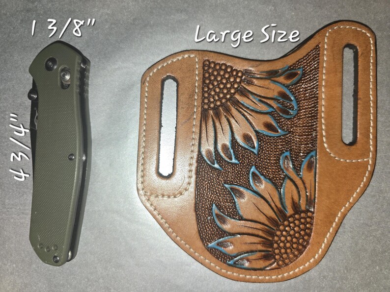 Funda de cuchillo de cinturón de cuero repujado artesanal: funda duradera de estilo occidental para entusiastas de las actividades al aire libre. imagen 8