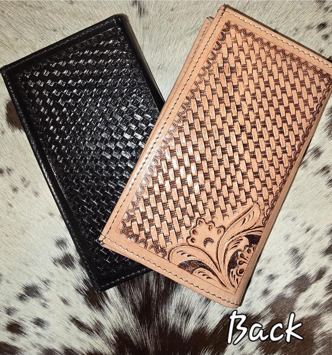 Handcrafted Genuine Leather Cowhide Rodeo Wallet With Tooled Western ...
