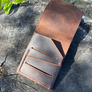 Mens Minimalist Handmade Leather Wallet, Custom Options Available