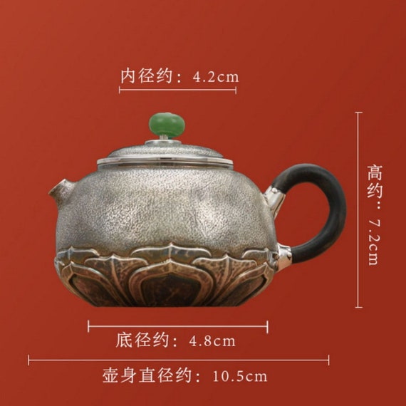 Handmade Teapot Pure 999 Silver 850ml 495gr Japanese Style Herbal Water Pot  Kettle Electric Stove Safe THETASTESTYLE S0062 