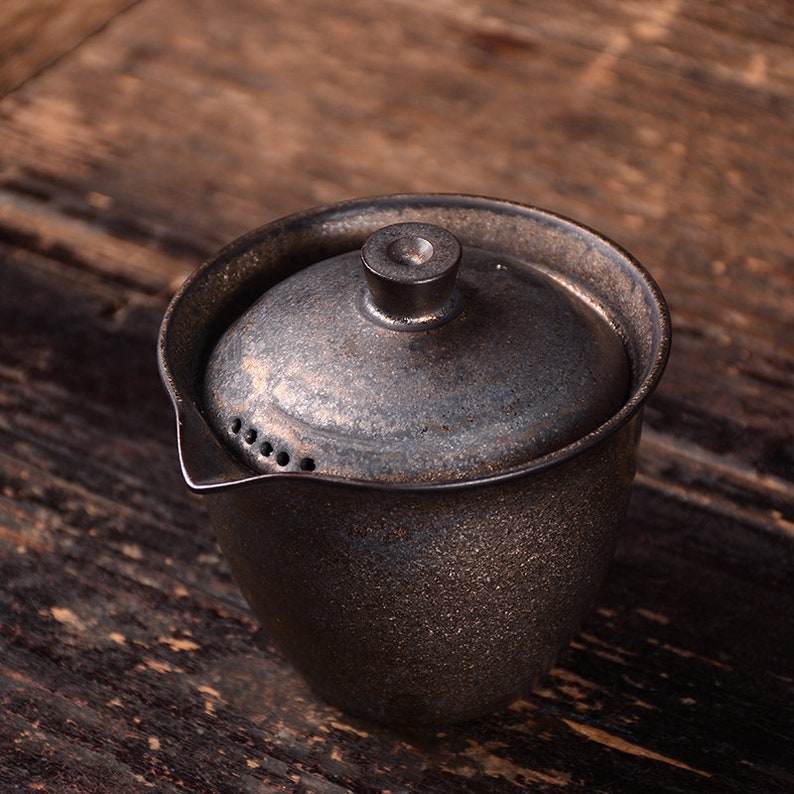 Rust Glazed Ceramic Travel Gongfu Tea Set Teapot & Two Teacups Etsy
