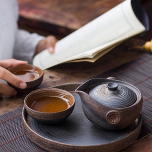 Ceramic Travel Gongfu Tea Set Teapot In Cotton Bag image 9