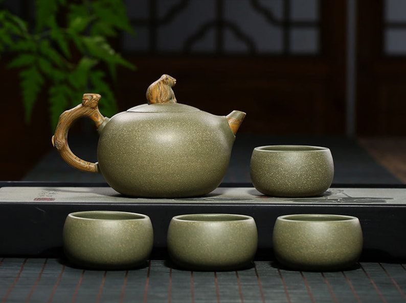 Handmade Yixing Zisha Clay Tea Set Teapot With Four Teacups Etsy