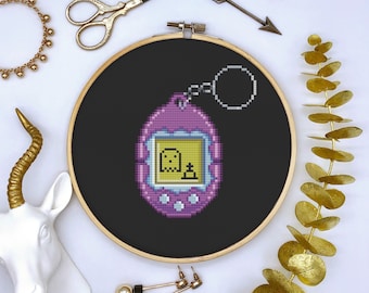 Tamagotchi Ghost Cross Stitch Pattern PDF Download