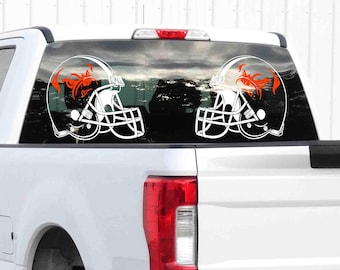 Coppia di casco Cleveland Browns Windshield Banner Vinyl Decal Sticker
