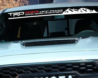 Adesivo in vinile per parabrezza TRD Racing Development 4x4 off road Mountains per Tacoma Tundra