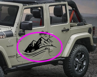 Adesivo decalcomania montagne albero porta lato Wrangler Rubicon Recon