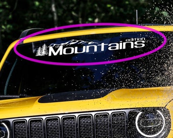 Mountains Tree Renegade Wrangler Rubicon Parabrezza Banner Vinile Decalcomania Adesivo