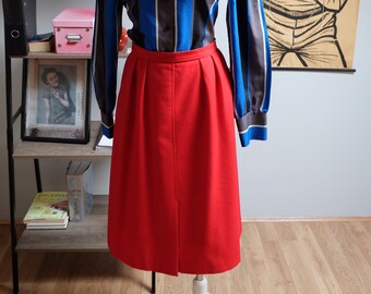 Vintage Jaeger Red A-line wool skirt with pockets sz 12-14 L