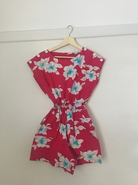 Hawaiian hot pink romper jumpsuit