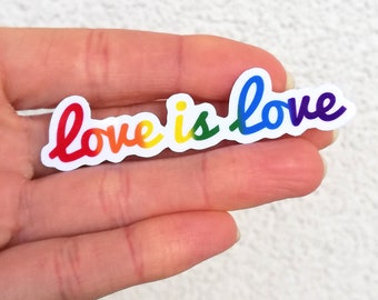 LGBTQ love is love sticker, rainbow pride waterproof vinyl cute decal