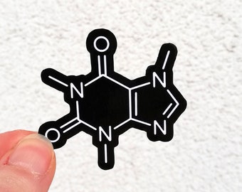 Black coffee Caffeine molecule science vinyl laptop sticker waterproof decal