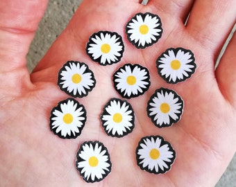 10 MINI Daisy stickers pack, flower girl proposal, waterproof laptop sticker water bottle decal, small scrapbook album gifts