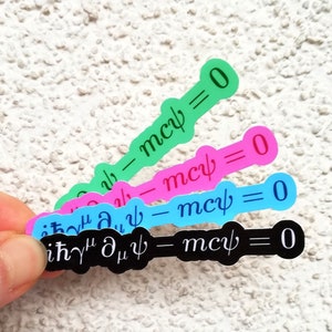 Autocollant imperméable à l'eau d'équation de Dirac, autocollants scientifiques en vinyle pour ordinateur portable, cadeau de physique des particules, décalcomanie mathématique de bouteille d'eau de mécanique quantique