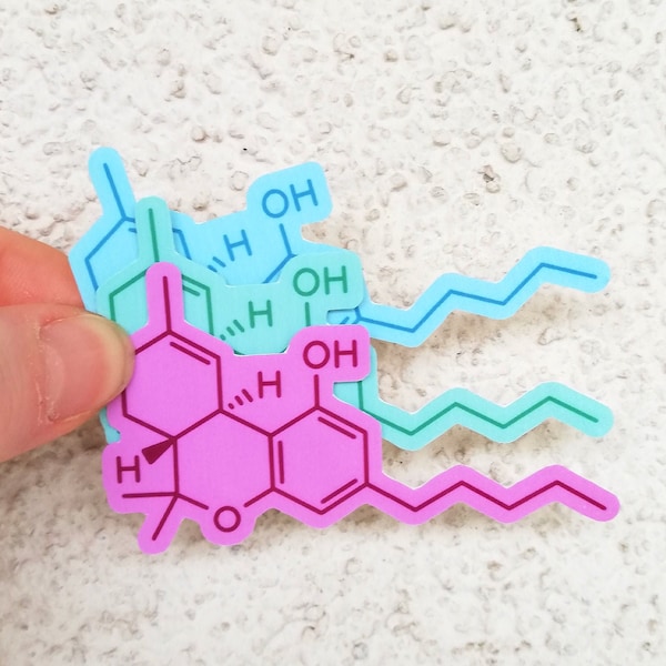 THC sticker, chemical structure science vinyl laptop sticker, waterproof