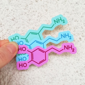 Adhesivo de vinilo para portátil con la estructura química de la dopamina.