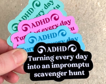 Funny ADHD waterproof sticker, Neurodiversity acceptance, neurodivergent mental health waterproof laptop sticker, adhd planner organizer