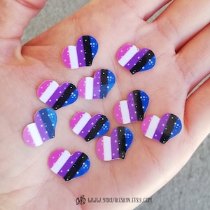 10 mini drapeaux de fierté genderfluid, coeur, autocollants en vinyle imperméables, cadeaux LGBTQ fluides
